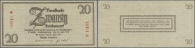 Sachsen: 20 Reichsmark 1945, Ro.184, leicht welliges Papier und minimale Falten entlang der Ränder. Erhaltung: XF // Saxonia: 20 Reichsmark 1945, P.NL...