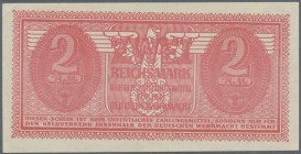 2 Reichsmark der Wehrmacht ND(1941-42), Ro.506 in leicht gebrauchter Erhaltung mit kleineren Flecken, dazu noch eine Farbvariante in rot statt in lila...