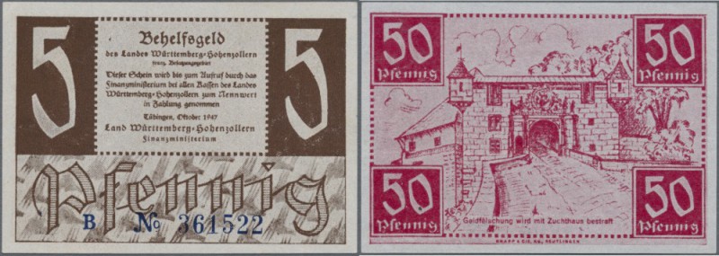 Württemberg-Hohenzollern, Finanzministerium, 5 (Serie B), 10 (Serie D, beide No ...
