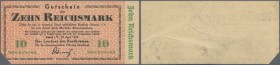 Adorf, Restkreis Oelsnitz, 10 RM, 28.4.1945, ohne Stempel, links unten 1 cm Eckschnitt, ansonsten Erh. III