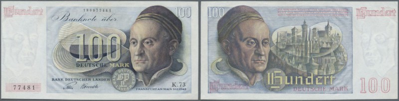 Bank Deutscher Länder: 100 Deutsche Mark 1948 ”Franzosenschein”, Ro.256 in sehr ...