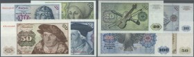 Bundesrepublik: Set von 4 Banknoten 10, 20, 50 und 100 Mark 1977, der 10er in UNC, der 20er in aUNC, der 50er in aUNC mit leichten Dellen an der recht...