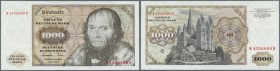 1000 D-MARK, 01.06.1977, Gemälde von Cranach, Nr. W4326860H, min. wellig/Druckerschwärze, Ros. 280, sonst EH I.