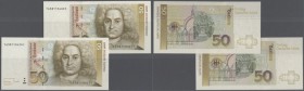 Bundesrepublik: 2 x 50 DM 1993, Ersatznote Serie ”YA”, Ro.305b mit fortlaufender Seriennummer YA3811045D1 und -046D5, beide in kassenfrischer Erhaltun...