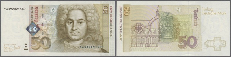 Bundesrepublik: 50 DM 1996, Ersatznote Serie ”YA”, Ro.309b in kassenfrischer Erh...