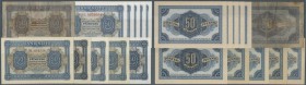 Set mit 11 Banknoten 50 Pfennig 1948 mit UdSSR- und DDR-Druck mit der Ersatznote Serie ”XG” in minimal gebraucht / kassenfrisch Ro.339a,b,c,d,e, dazu ...