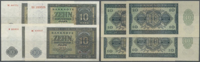 Set mit 9 Banknoten 10 Mark 1948 mit UdSSR- und DDR-Druck Ro.343a,b,c,d in leich...