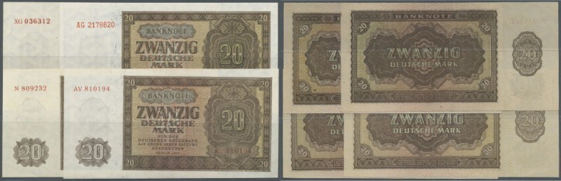 Set mit 11 Banknoten 20 Mark 1948 UdSSR- und DDR-Druck Ro.344a,b,c,d in leicht g...