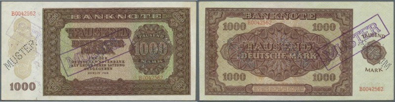 1000 Mark 1948 mit Perforation und Balkenstempel ”Muster”, Ro.347M1, leicht gebr...