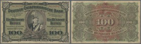 Deutsch Ostafrika: 100 Rupien 1905, Ro.903b in gebrauchter Erhaltung mit kleinen Stockflecken, an den Rändern beschnitten. Erhaltung: F // German East...