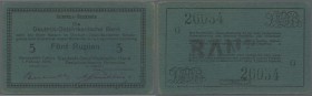 Deutsch Ostafrika: 5 Rupien Interims-Banknote 1916, Ro.933f mit abgerundeten Ecken und winzigen Einrissen am oberen Rand. Erhaltung: VF // German East...