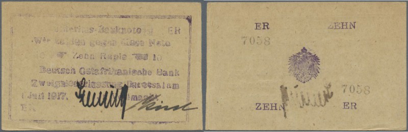 Deutsch Ostafrika: 10 Rupien Buschnote 1917, Ro.938a, leichte Papierstauchungen ...