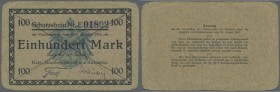 Deutsch-Kamerun: 100 Mark 1914 entwertet, Ro.964, stark abgerundete Ecken, Einrisse am rechten Rand und mehrere Knicke. Erhaltung: F // German Cameroo...