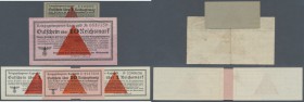 Deutsches Reich: Set mit 5 Noten Kriegsgefangenen-Lagergeld zu 1 und 10 Reichspfennig, 2 x 1 und 10 Reichsmark, Ro.515, 516, 518, 521. 10 RM in stärke...