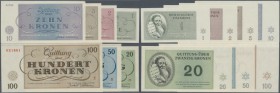 Theresienstadt: set mit 7 Quittungen über 1, 2, 5, 10, 20, 50 und 100 Kronen 1943 in kassenfrischer Erhaltung (7 Werte)