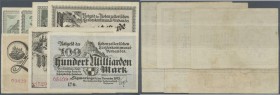 Hohenzollern, Landeskommunalverband in Sigmaringen, 50, 100, 500 Mio., 1, 10, 20 Mrd. Mark, Oktober 1923, 100 Mrd. Mark, November 1923, Erh. III, tota...