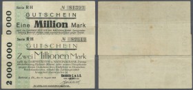 Biebrich, Rheinhütte GmbH vorm. Ludw. Beck & Co., 1, 2 Mio. Mark, 17.8.1923, Erh. III, total 2 Scheine