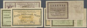 Worms, Elektrizitätswerk Rheinhessen AG, 5 Mio. Mark, 20.8.1923, 10 (Serie D), 20 Mio. Mark, 5.9.1923, Erh. III-IV, total 3 Scheine