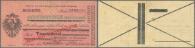 Leipzig, Darmstädter und Nationalbank, 1000 Mark, 27.9.1922, Postkartenscheck auf Deutsche Bank Filiale Leipzig, 2 x senkrecht gefaltet, Erh. III