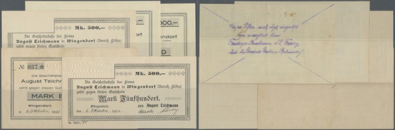 Wingendorf, August Teichmann, 500 Mark, o. D., blanko, 6.10.1922, mit Prägung, 1...