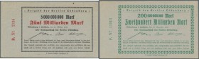 Oldenburg in Holstein, Kreis, 5, 10 B, 20 C, 50 Mrd. Mark, 31.10.1923, 100 Mrd. Mark, 10.11.1923, 200 Mrd. Mark, 17.11.1923, Erh. I, II, total 6 Schei...