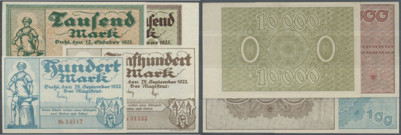 Suhl, Stadt, 100, 500 Mark, 28.9.1922, KN rot, 1000 Mark, 12.10.1922, KN rot, 10...