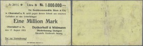 Aistaig, Dyckerhoff & Widmann, Niederlassung Stuttgart, Baustelle Kraftwerk Aistaig, 100 Tsd. Mark, 17.8.1923, Erh. IV, gewaschen
