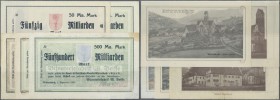 Alpirsbach, Bijouteriefabrik M. Beisse, 50 Mrd. Mark (2, rs. Stadt bzw. Kloster), ohne KN, lochentwertet, Erh. II, 100 Mrd. Mark, mit KN, Erh. IV, 200...