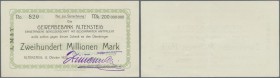 Altensteig, Möbelfabrik A. May, 200 Mio. Mark, 12.10.1923, Nominale weder bei Keller noch bei Karau, Erh. I-II