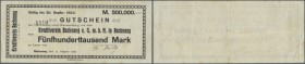 Backnang, Kreditverein, 500 Tsd. Mark, 15.8.1923, Gutschein für Fr. Freitag (handschriftlich), Erh. III-, von großer Seltenheit