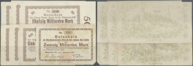 Biberach, Metallwarenfabrik vormals Otto Schlee, 20 Mrd. Mark, 2.11.1923, Ecken rundgeschnitten, Erh. V, Franz Jauch AG, 50, 100 Mrd. Mark (je 3), 5.1...