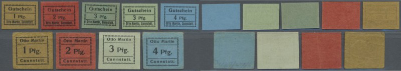 Cannstatt, Otto Martin, Kolonialwarenhandlung, 1, 2, 3, 4 Pfg., ohne ”Gutschein”...