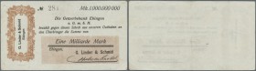 Ebingen, G. Linder & Schmid, 1 Mrd. Mark, o. D., vollständig gedruckter Scheck auf Gewerbebank Ebingen, Erh. II-III