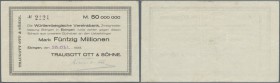 Ebingen, Traugott Ott & Söhne, 50 Mio. Mark, 25.10.1923 (Tag und Monat gestempelt), Erh. II-