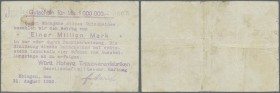 Ebingen, Württ. Hohenz. Tricotwarenfabriken GmbH, 1 Mio. Mark, 31.8.1923, hektographierter Gutschein, Nennwert nicht bei Karau, Erh. III-IV