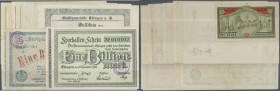 Ehingen, Stadt, 25 Pf., 1918, 1 (2), 5, 10 Mrd. Mark, 25.10.1923, 20 Mrd. Mark, 31.10.1923, 100 Mrd. Mark, o. D., 4.11.1923 (2), 5.11.1923, 1 Billion ...
