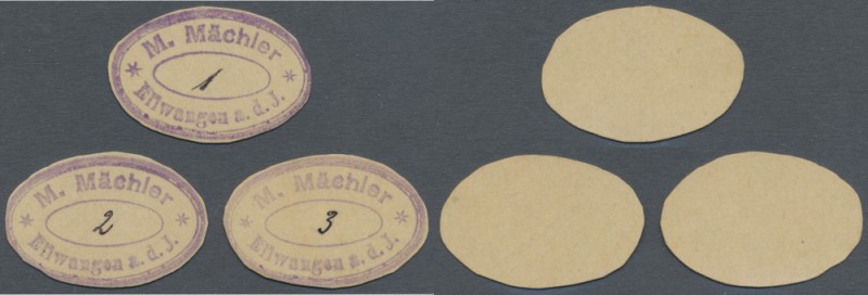 Ellwangen, M. Mächler, Käserei und Butterhandlung, 1, 2, 3 Pf., o. D. (1919), ov...