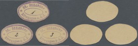 Ellwangen, M. Mächler, Käserei und Butterhandlung, 1, 2, 3 Pf., o. D. (1919), oval geschnittene Kartons mit Firmenstempel und hschr. Wertangabe, Erh. ...