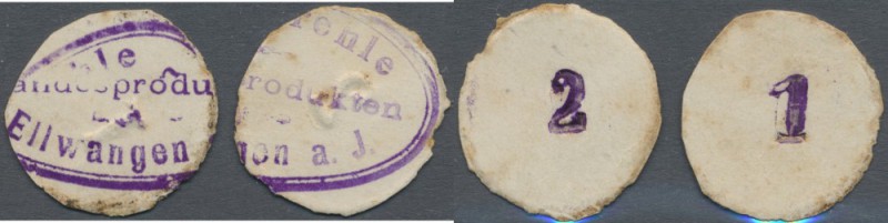 Ellwangen, Jos. Strehle, Milchhandlung, 1, 2 Pf., o. D. (1920), ovale Kartons mi...