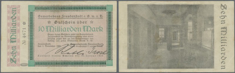 Freudenstadt, Gewerbebank, 10 Mrd. Mark, 1.11.1923, rs. Bild, Erh. II-III