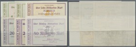Geislingen, Albert Schurr, Fabrik landwirtschaftlicher Maschinen, Eisengießerei, 5 Mrd. (Unterdruck rosa bzw. grau), 10 Mrd., 20 Mrd. (Unterdruck hell...
