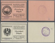 Heilbronn, Stadt und Bezirk, Sammlung Heimatnot, 50, 100 Mark, o. D. (wohl Ende 1922), mit KN, rs. Ovalstempel ”Württ. Oberamt Heilbronn a. N.”, Erh. ...