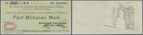 Ilshofen, Hohenlohesche Papierindustrie, 5 Mio. Mark, o. D., Scheck auf Bank für Gewerbe und Landwirtschaft, Erh. II-