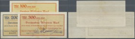 Isny, Gewerbe- und Landwirtschaftsbank, 100, 200, 300 Mio. Mark, 10.8.1923, Erh. II-III, total 3 Scheine