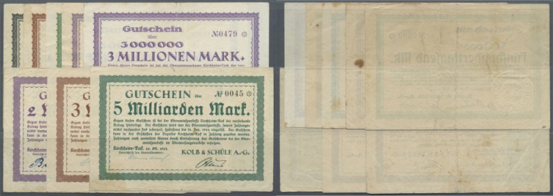 Kirchheim / Teck, Kolb & Schüle AG, 500 Tsd., 1, 2, 3 (2 Papiersorten) Mio. Mark...