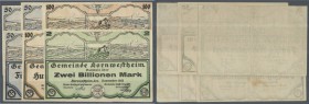 Kornwestheim, Gemeinde, 50, 100 Mrd., 2 Billionen Mark, November 1923, 50 (2), 100 Mrd. Mark, 9.11.1923, Tag handschriftlich, Erh. II-III, total 6 Sch...