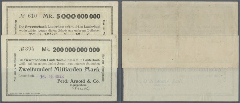 Lauterbach, Ferd. Arnold & Co., Kammfabrik, 5 Mrd. Mark, 30.10.1923, 200 Mrd. Ma...