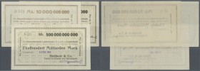 Lauterbach, Buchholz & Co., 10 Mrd. Mark, 2.11.1923, 50 Mrd. Mark, 12.11.1923, 500 Mrd. Mark, 12.11.1923, Daten gestempelt, gedr. Schecks auf Gewerbeb...