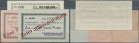 Lorch, Bankhaus Carl Hahn & Co. Filiale Lorch, 100 Mio. Mark, 25.9.1923, überstempelter Schein von Schorndorf, KN ”2”, 5, 10 Mrd. Mark, o. D., Überdru...