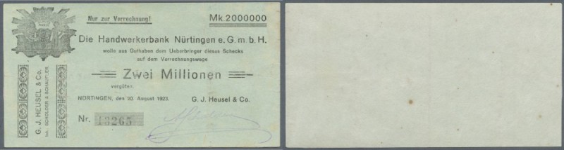 Nürtingen, G. J. Heusel & Co., Inh. Scholder & Schaufler, 2 Mio. Mark, 20.8.1923...
